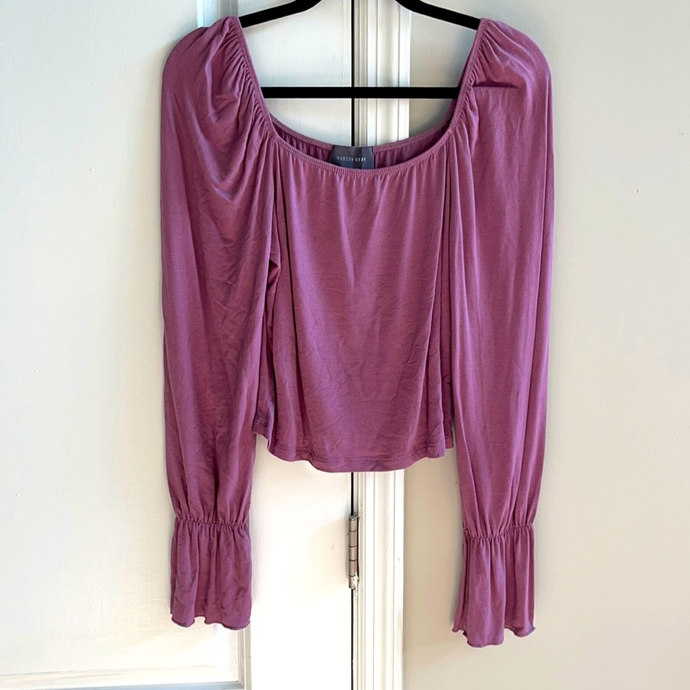 Hudson Gray Lavender Bell Sleeve Crop Top